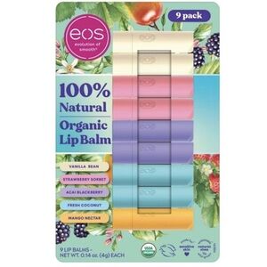 EOS Organic Lip Balm 9 pack Vanilla Strawberry Acai Coconut Mango Cruelt…